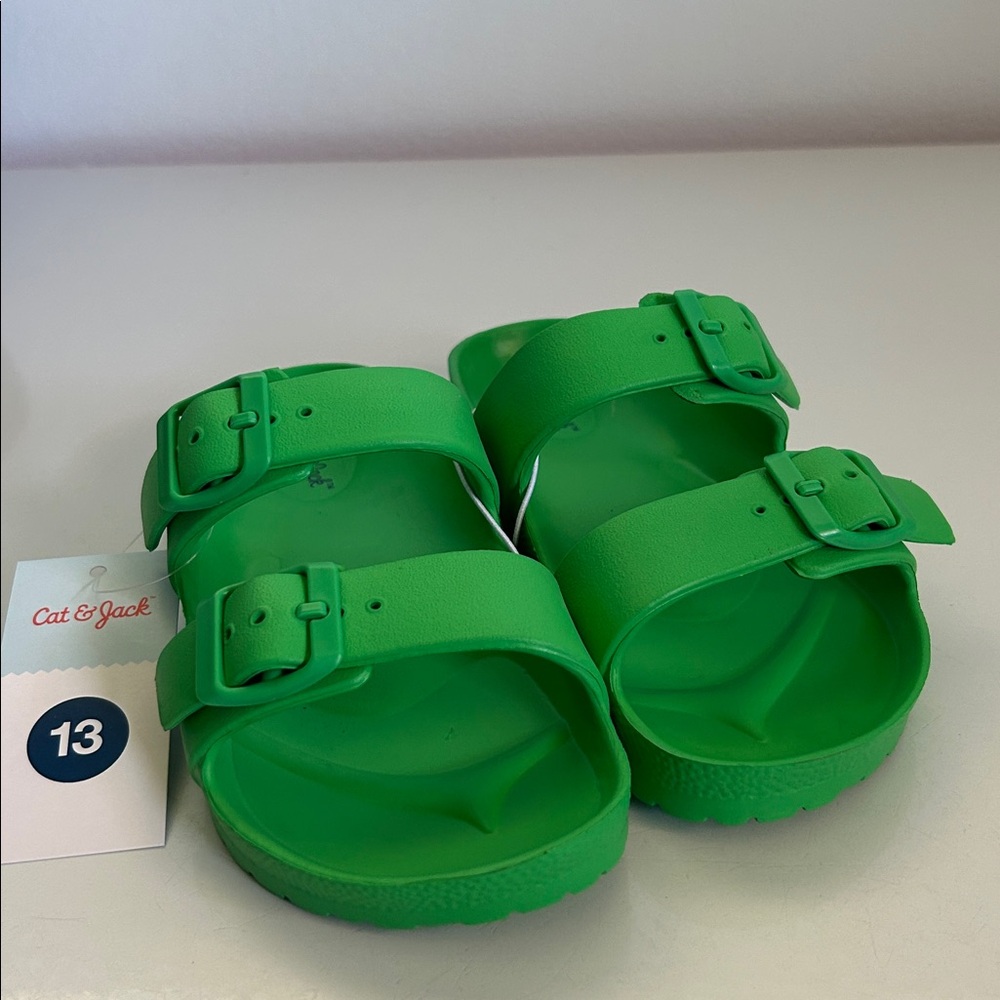Cat & Jack Bright Green Double Strap Sandals